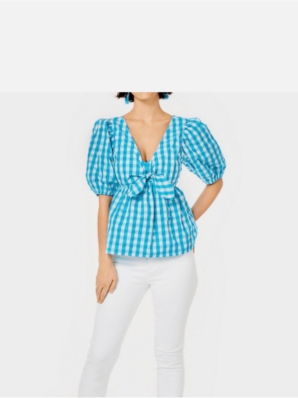 NEW WITH TAG! Lilly Pulitzer Sarafina Short Sleeve Gingham Blouse. Size 8